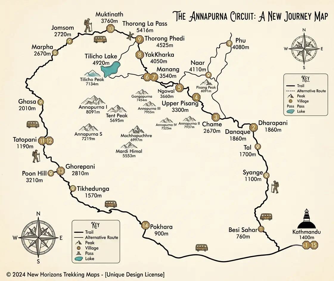 Annapurna circuit trek map