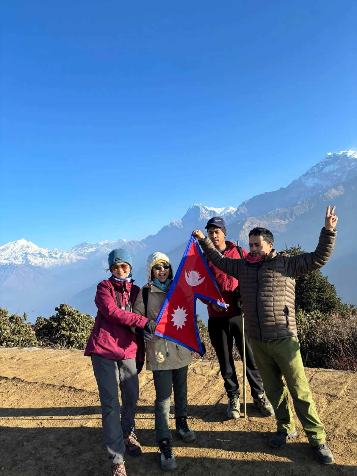 Beautiful Mountains with Nepal Flag
